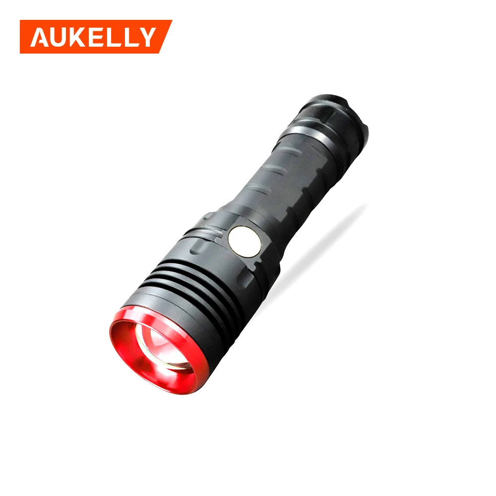 Светодиодный тактический фонарик Aukelly Zoomable t6 перезаряжаемый водонепроницаемый 18650 лм сделано в Японии