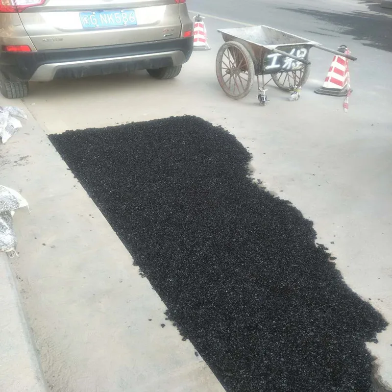 
Modification of pavement potholes repaired by cold fill of bulk asphalt 