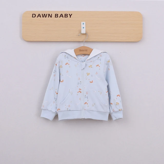 
100% cotton printed squirrel pattern zipper coat 