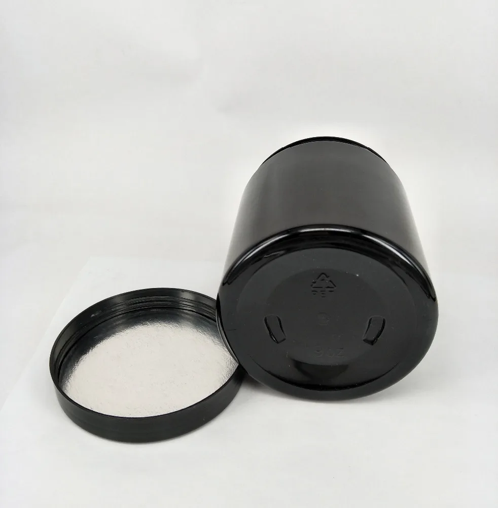 Food Grade 500ml Shiny Black Plastic Wide Mouth Jar