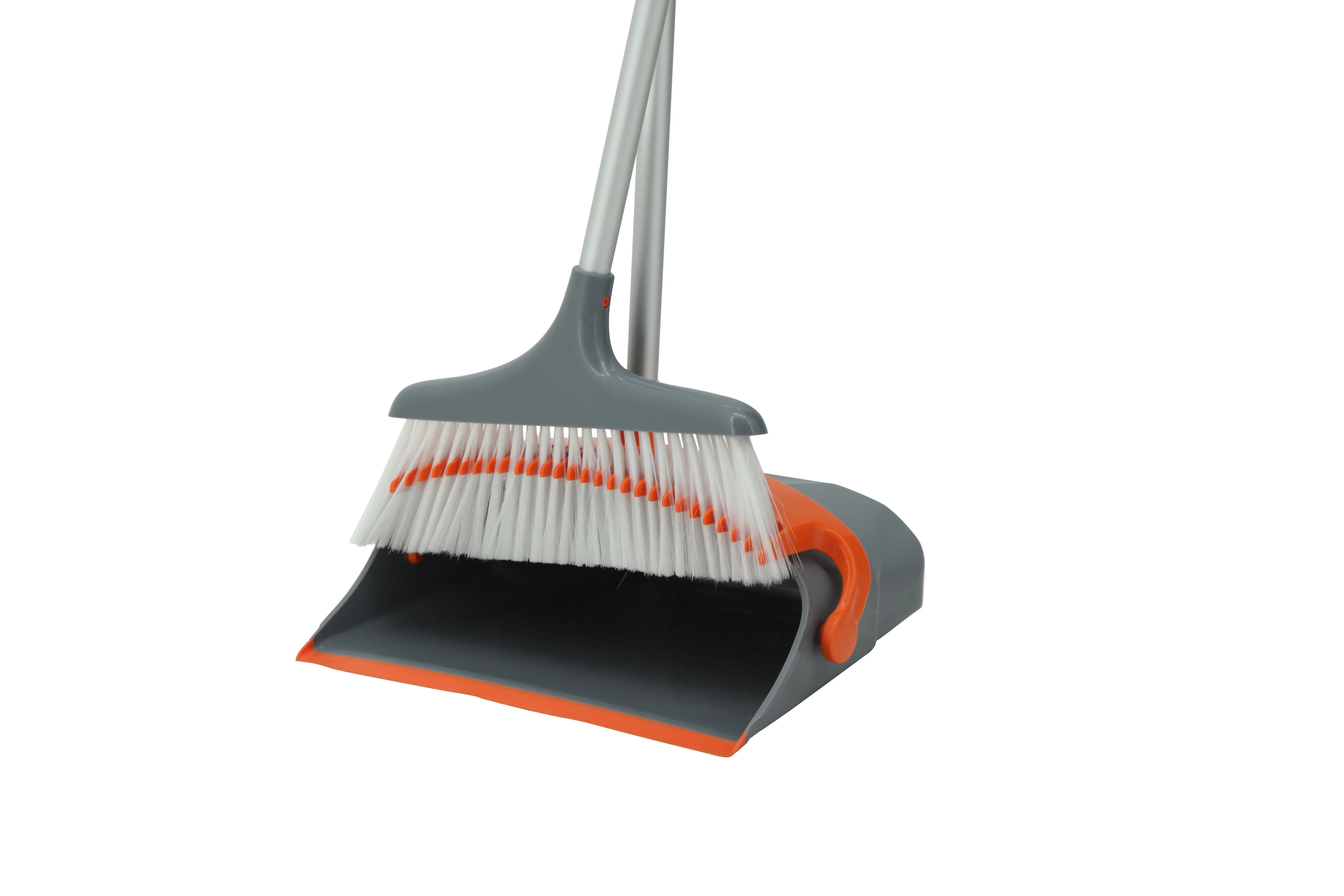 
aluminum handle pole orange broom and dustpan set 