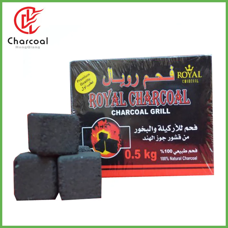HQHC0025 HongQiang charcoal manufacturer low ash coconut shell cubes briquette charcoal for shisha hookah