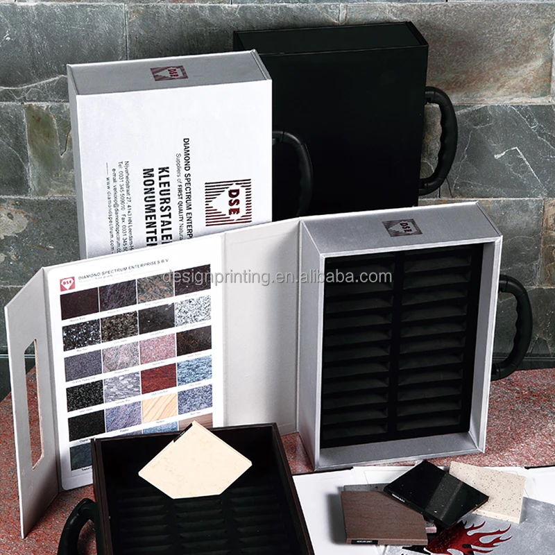 many pieces marble stone samples suitcase