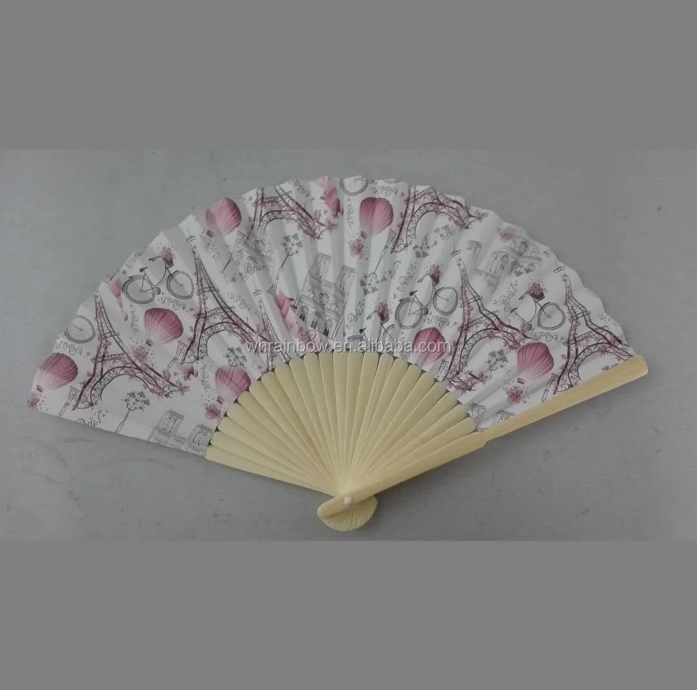 custom promotion paper hand held fans 21cm