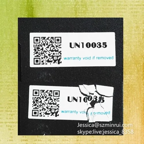 Custom Personal Property Identification Labels with Company Name and Barcode,Security Destructible Can not Remove Bar code Label