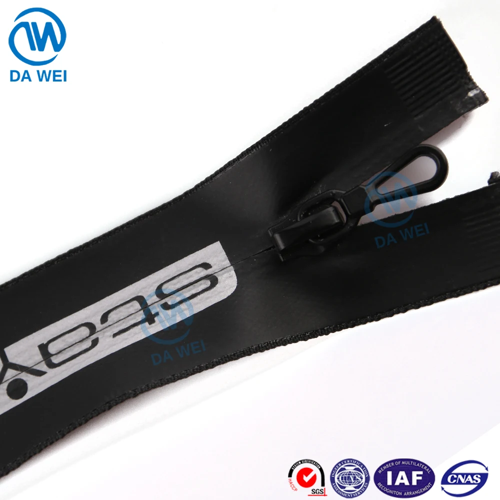 DAWEI brand factory airtight custom printing nylon waterproof zipper