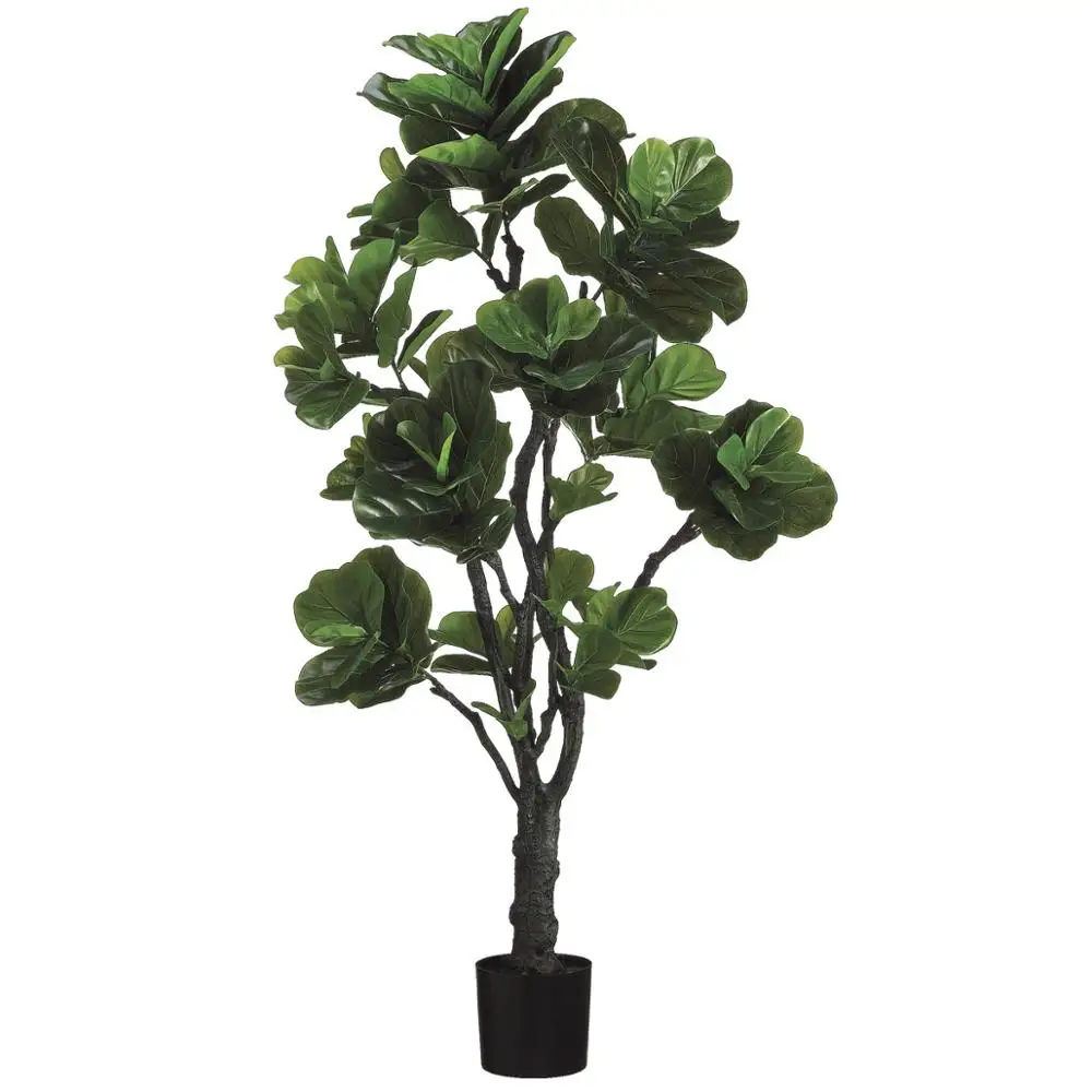 New arrival hot sale plastic fiddle tree with natural wood trunk real touch leaves