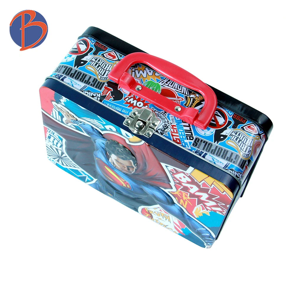 custom kids tin lunch box with handle handle box metal tin box