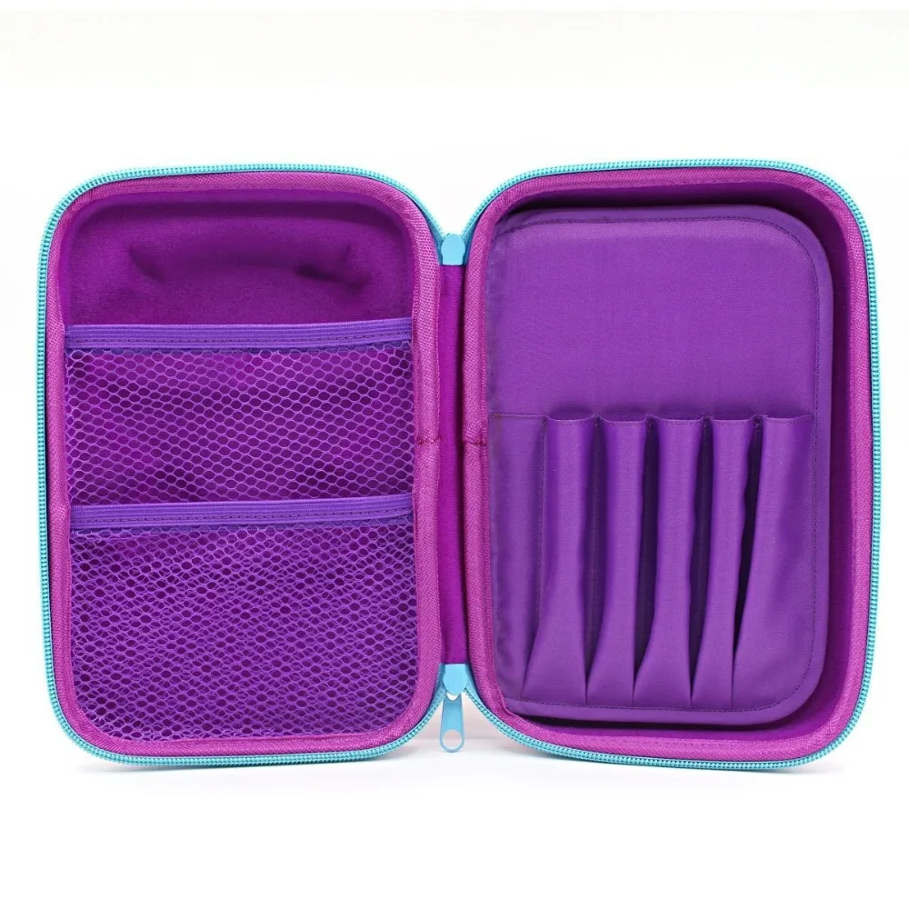 Cute Owl Face Hardtop EVA Pencil Case Big Pencil Box With Compartment For Kids (Purple)