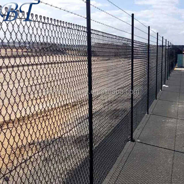 
Diamond wire mesh fence cheap black pvc coated chain link fencing knuckle-barbed chain link fence 