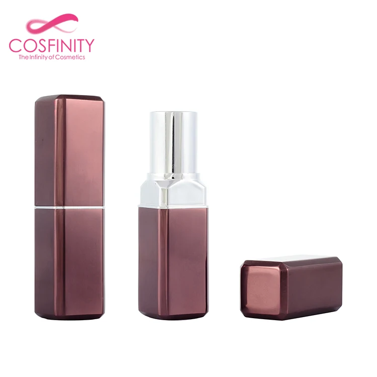 
Cosmetic luxury square lip balm container matte unique custom logo empty metallic lipstick tube 