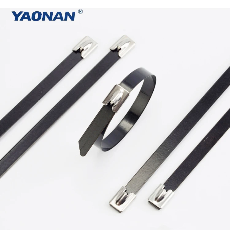 Customized Ball Type 304/316 Self Locking Pvc Coated Stainless Steel Cable Tie Wing Lock Cable Tie/ Stainless Steel Band Strap