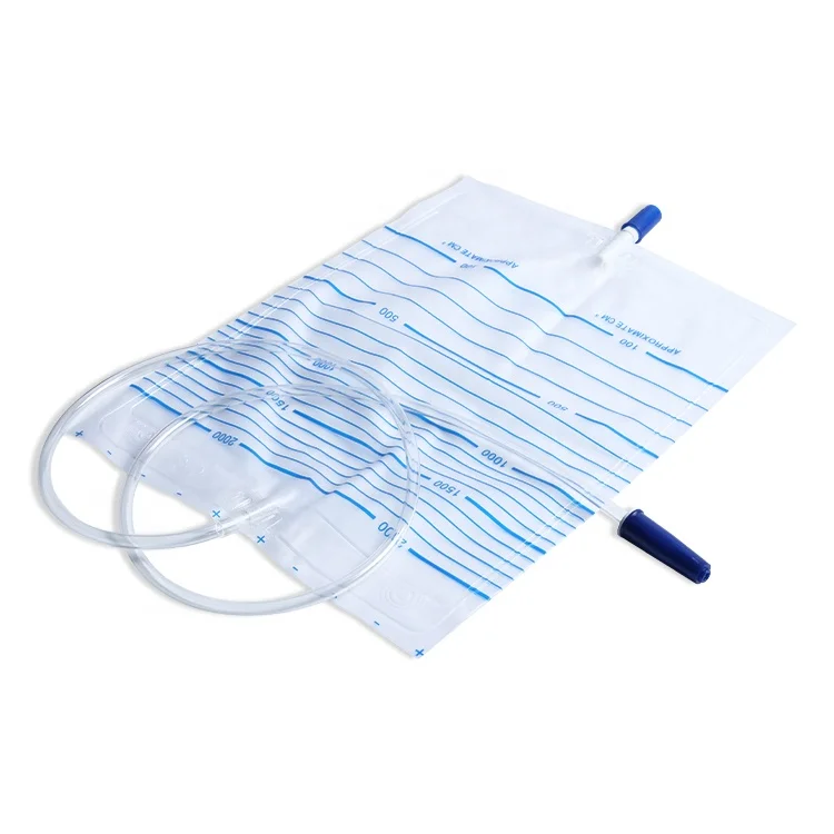 Medical Sterile Push Pull Valve Adult 2000ml Urine Collection Bag