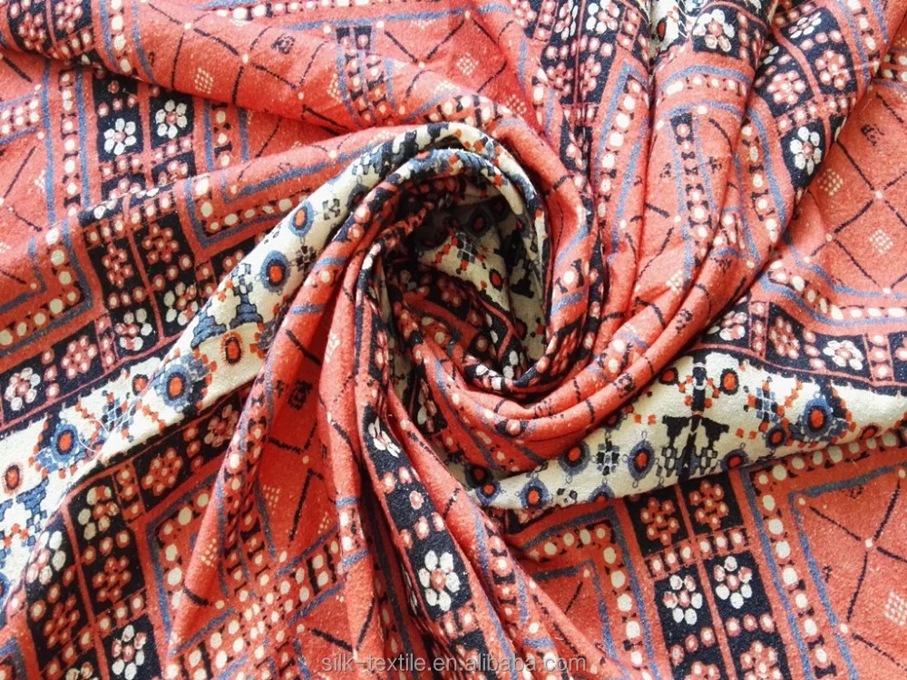 
Digital printing Noil Silk Poplin raw silk fabric 