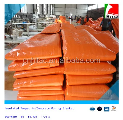 Orange poly insulated tarpaulin/concrete curing blanket