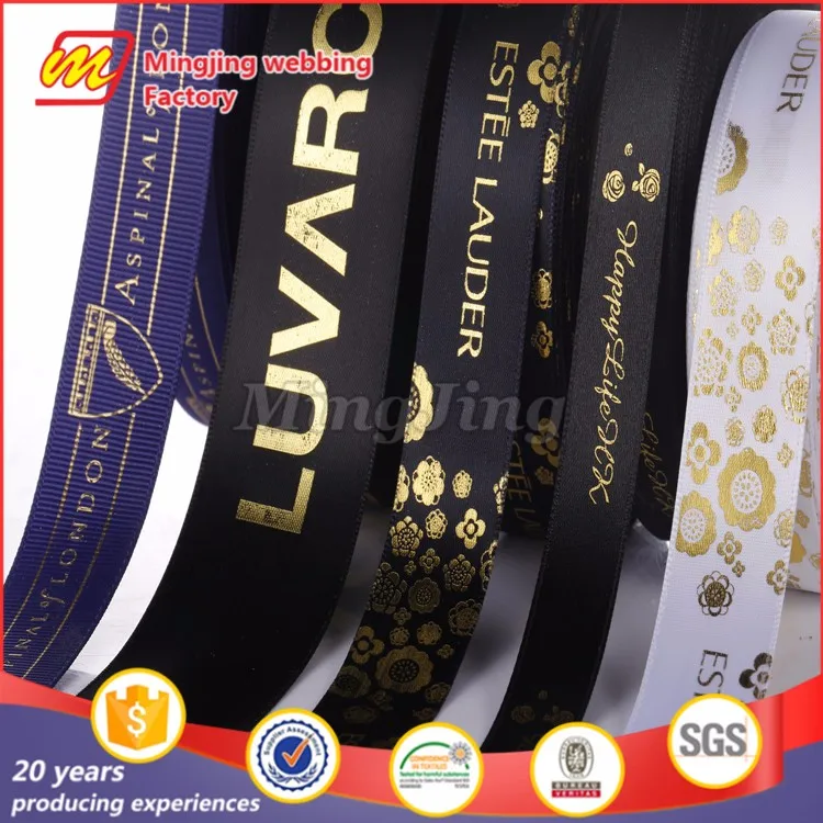 1/8'-3' Width and Ribbons Product Type Printed Logo Satin Ribbon