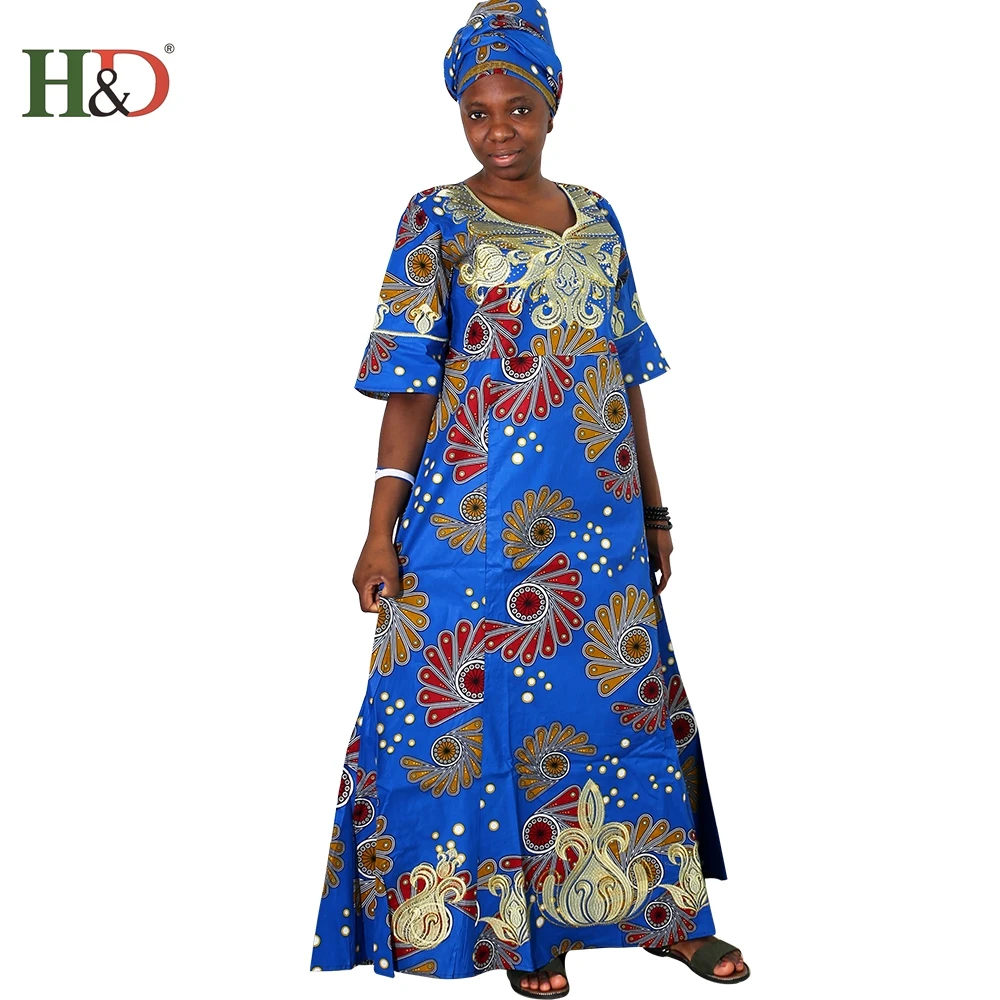 H & D Ladies Traditional Wax Prints Fabric Formal Dress For Fat Woman