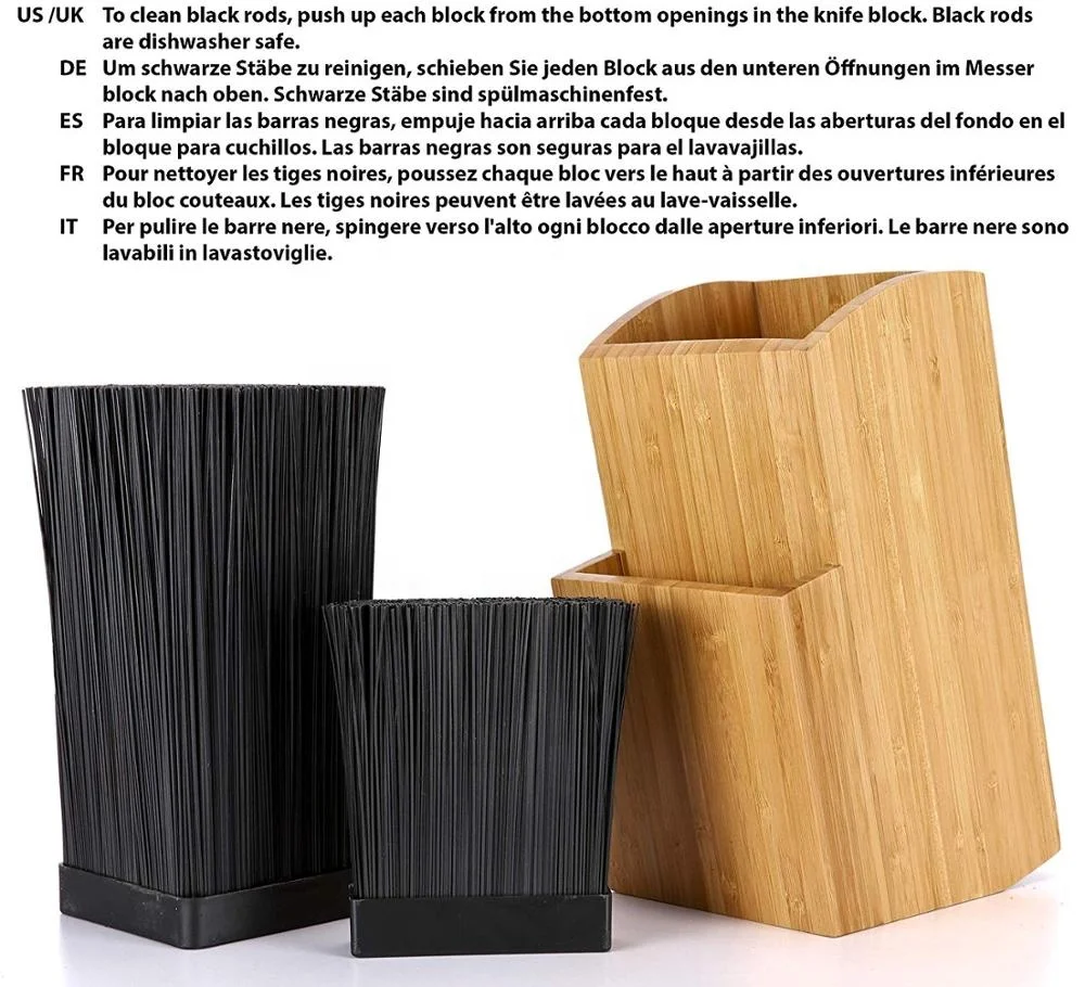 Bamboo Universal Knife Block - Extra Large Two-tiered Slotless Bamboo Knife Stand, Organizer & Holder
