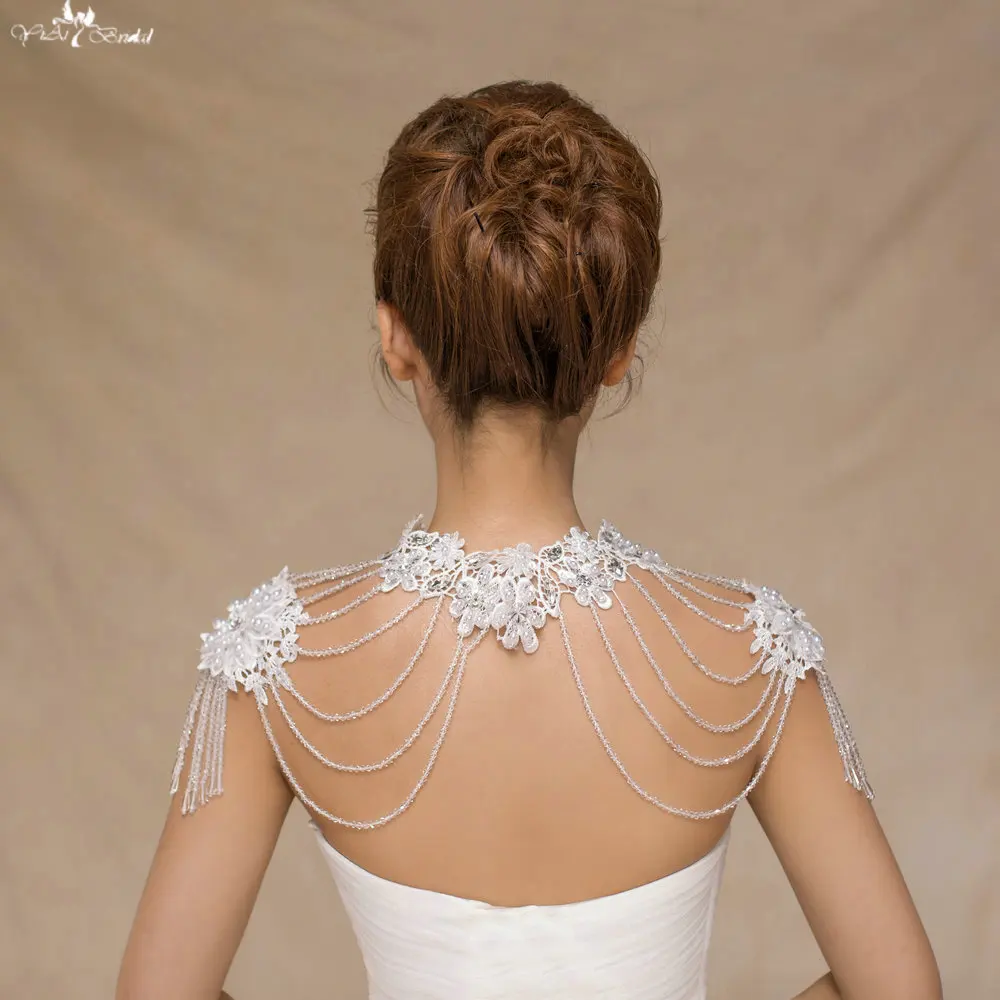 
LZP049 High Neck Crystal Chain Flower Girl Bolero Beaded Shoulder Necklace 