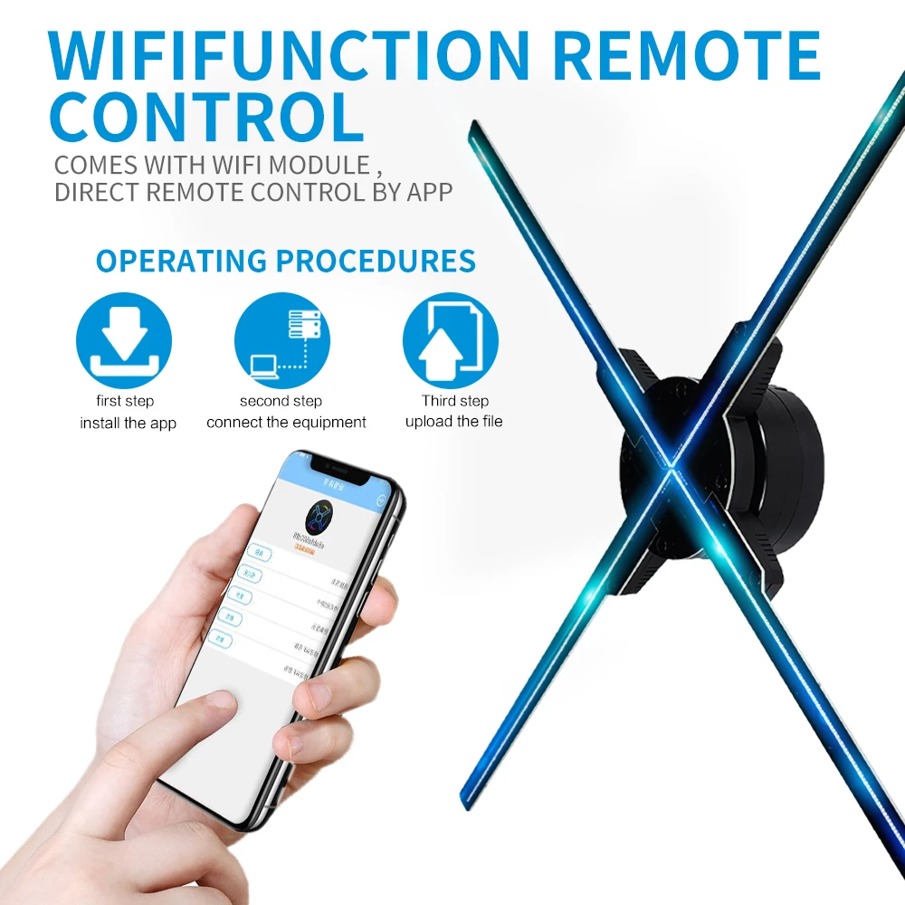  2019 65 см WiFi iOS Android уличный голографический дисплей вентилятор 3D голографическая
