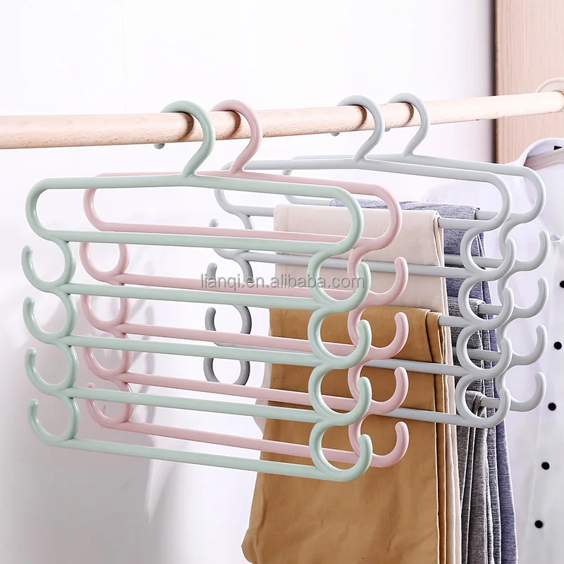 Multifunctional Multi-layer Non-slip Wet and Dry Dual-Purpose Pants Hanger Household Plastic Magic Clothes Hanger