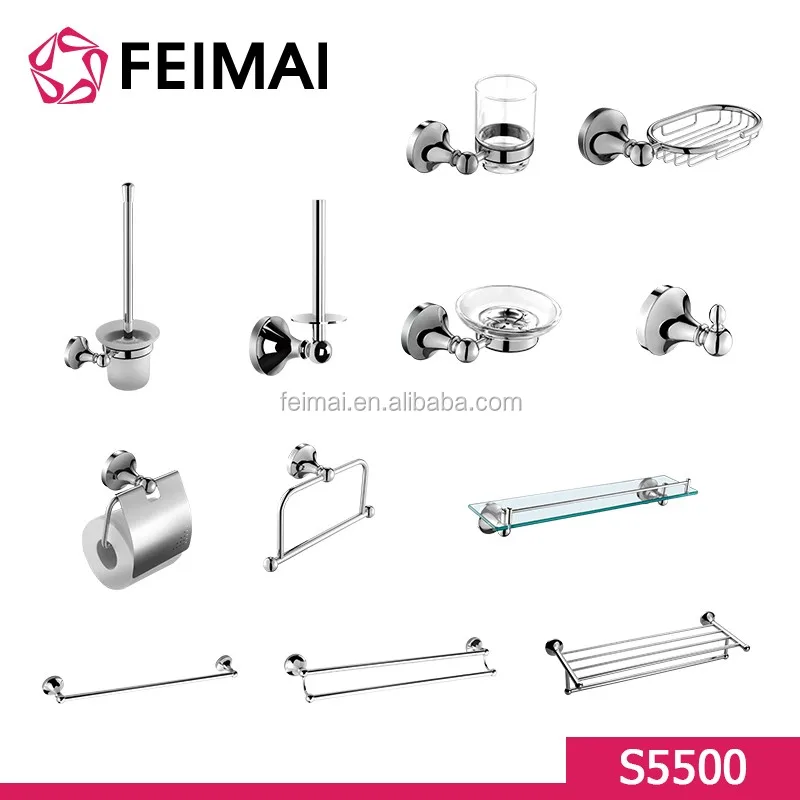 
Wall Mounted Brass Chrome Plated Bath Fitting Hardeware Sets 