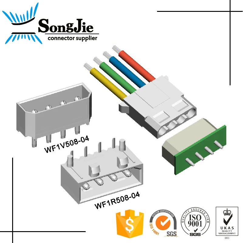 Соединительный разъем системы питания дискового привода molex серии 8981 с шагом 5,08 мм, вертикальный, сквозное отверстие, 4 схемы