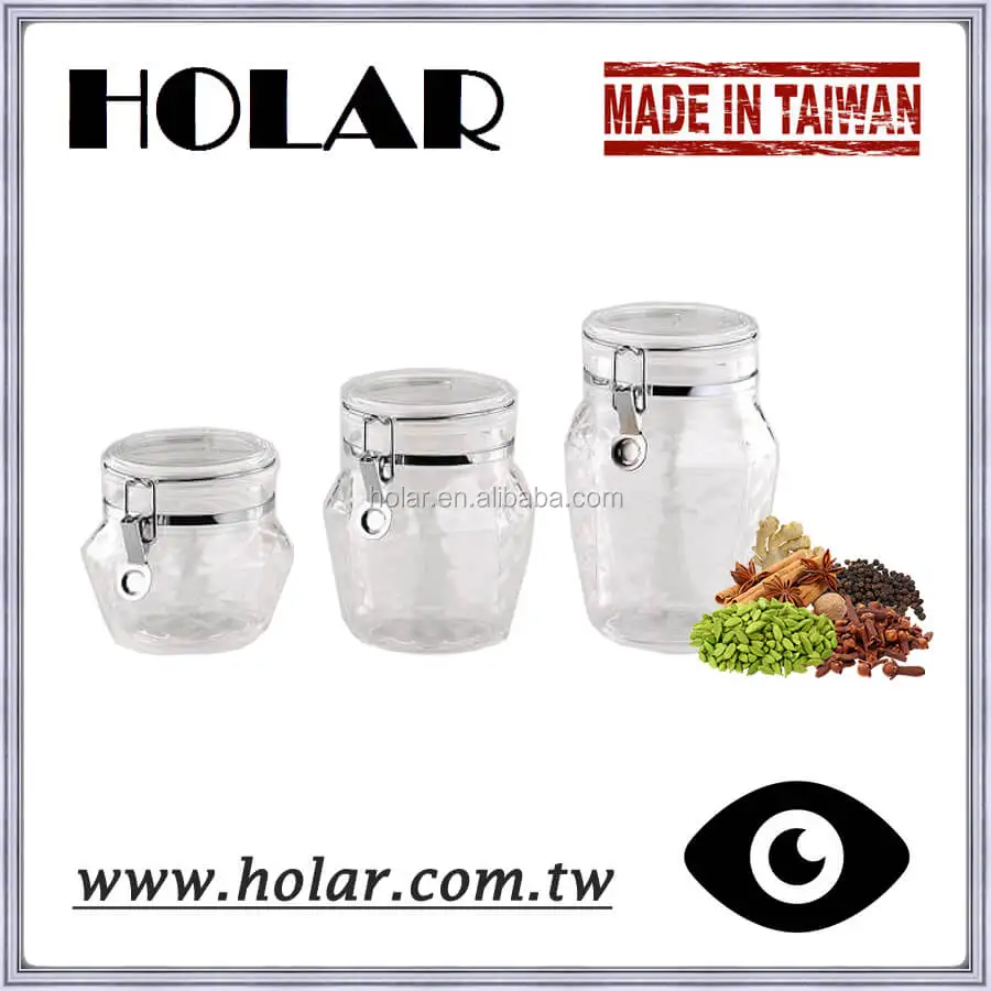 [Holar] Taiwan Made 650 1000 1250 ml Clear Canister Plastic Container for Food Spice Candy Cookie Flour Herb