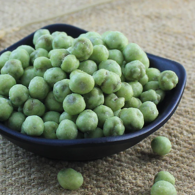 Delicious vegan snack wasabi flavored peas