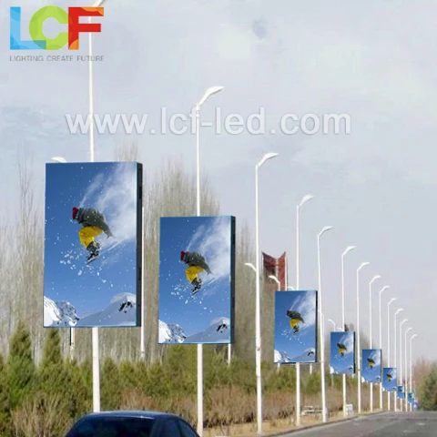 roadside led lamppost display P8 outdoor advertising board