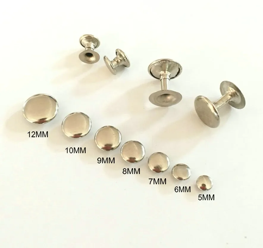 7mm silver/gold/brass high quality Metal Leather Belt double snap cap rivet button