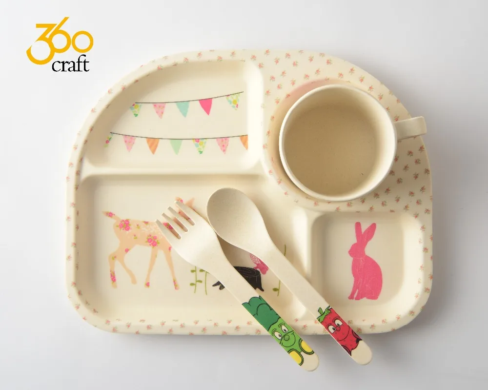 High productivity customer design bamboo cup/dishes/plate dinnerset for kids