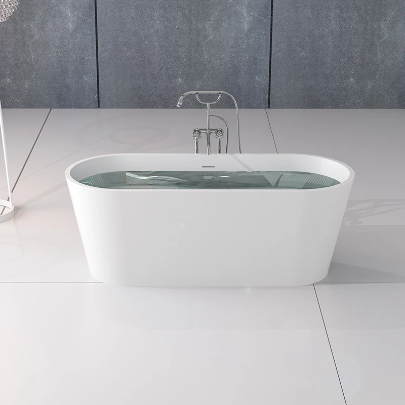 Gold suppliers solid surface natural marble soaker freestanding 1700 mm oval new design acrylic resin stone  bathroom bathtub