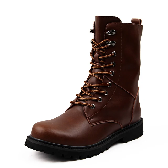 
New Ankle-high Leather Military Tactical Boots Waterproof Army Combat Boots Work Hiking Shoes for Men 