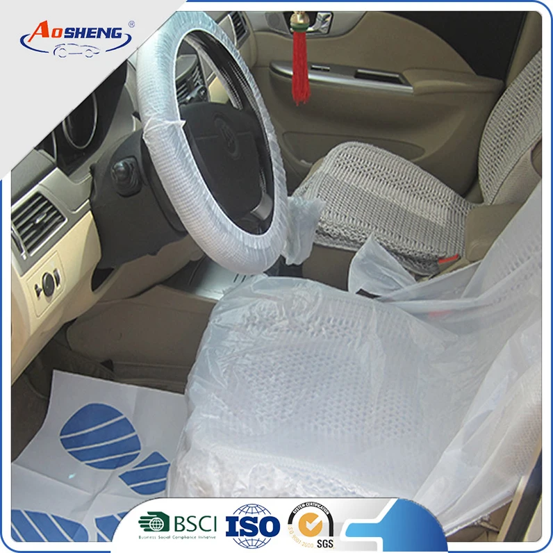 disposable auto repair plastic car seat steering wheel cover 14 inch gear shift cover