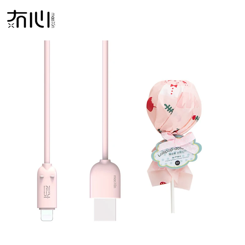 Maoxin unique beautiful Lollipop package design 1M cheap ip type c data usb cable micro usb