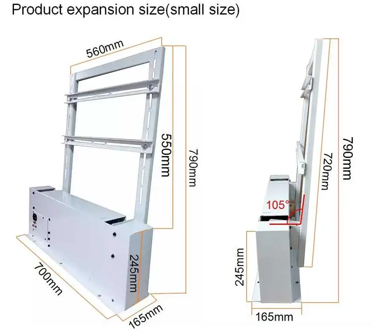 Built-Down In-Home motorized remote control flip-down ceiling tv lift 42 50 55 inch