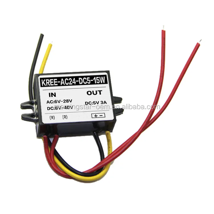 mzx-tech AC-DC Converter 9V 11V 19V 12V 24V to 5V 3A 15W Step Down Buck Module, AC 6-28V DC 8-40V to DC 5V Volt Transformer