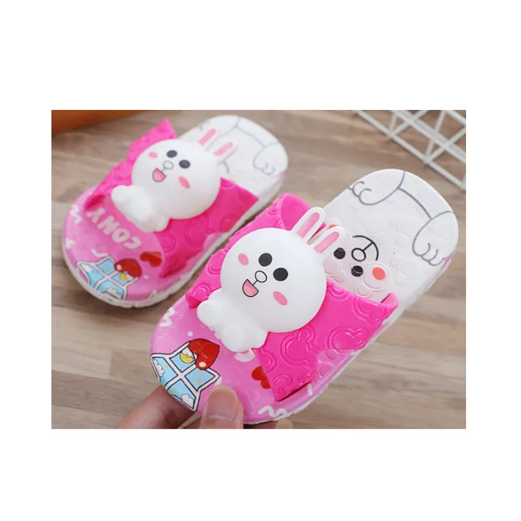 Kids Cartoon Indoor Slippers Creative cute three-dimensional bear rabbit  children shoes Baby Bedroom Shoes