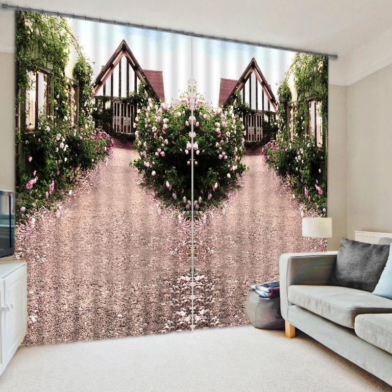 
Top Sale Designs Luxury 3D Polyester Curtain For Living Room , Hall Office Curtain , Window Blind Curtain With Dream House 