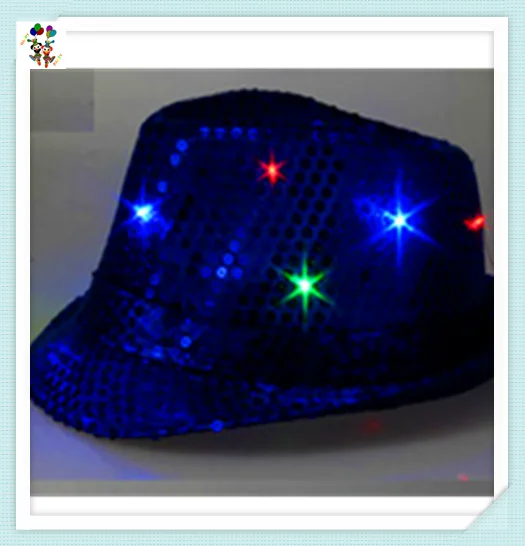 Cheap Burlesque Party Fancy Dress Costume Led Flashing Lightup Sequin Hats HPC-3309