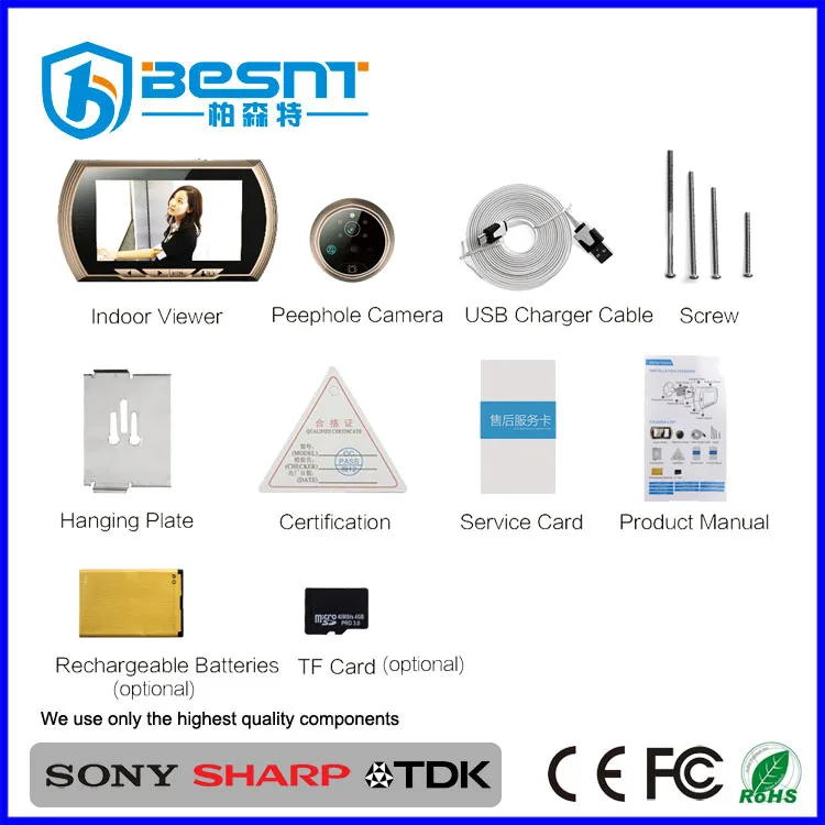 Высокое качество 2,8 дюймов беспроводной дверной просмотра пластиковой цифровой дверной глазок для безопасности дома BS-MK07A