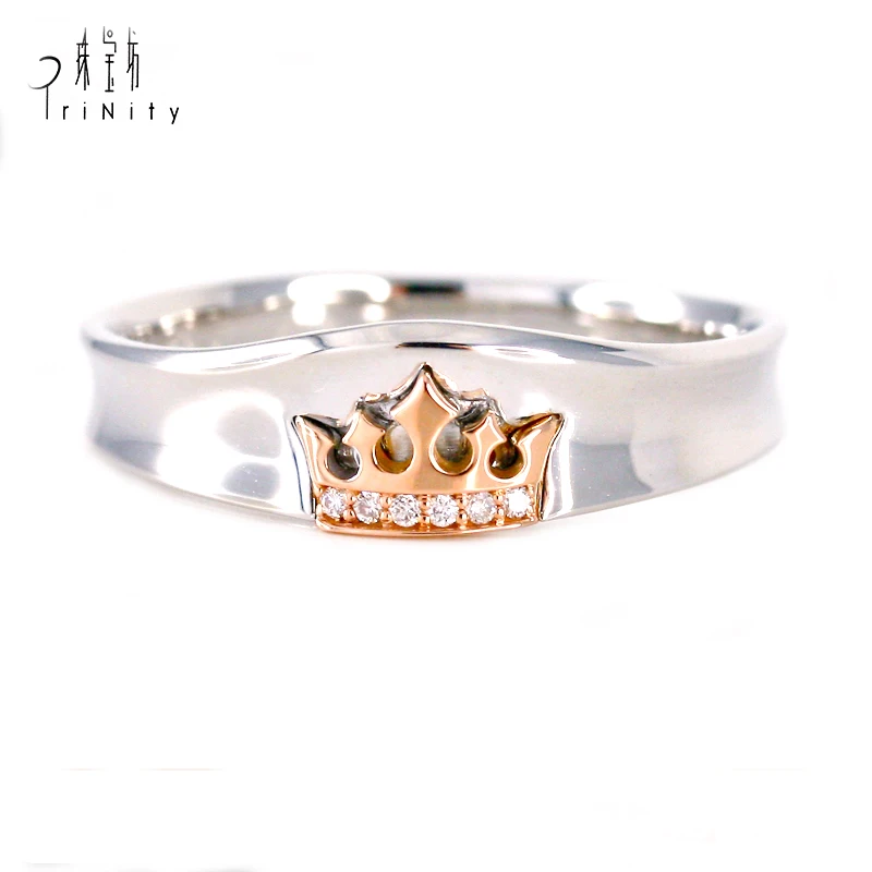 High Quality 18K Solid Gold Light Crown Rings New Trendy Real Diamond Ring