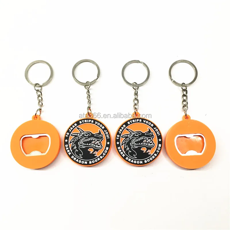 Custom 3D Round Plastic Rubber Soft PVC Bottle Opener Keychain Cheap Beer Bottle Opener Key chain Logo