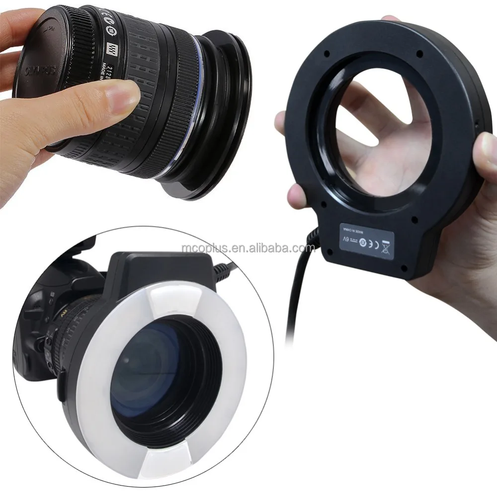 Mcoplus 14EXT-N LED AF Assist Lamp 5500K for Nikon i-TTL with 8 Metal Adapter Rings Macro TTL Ring Flash