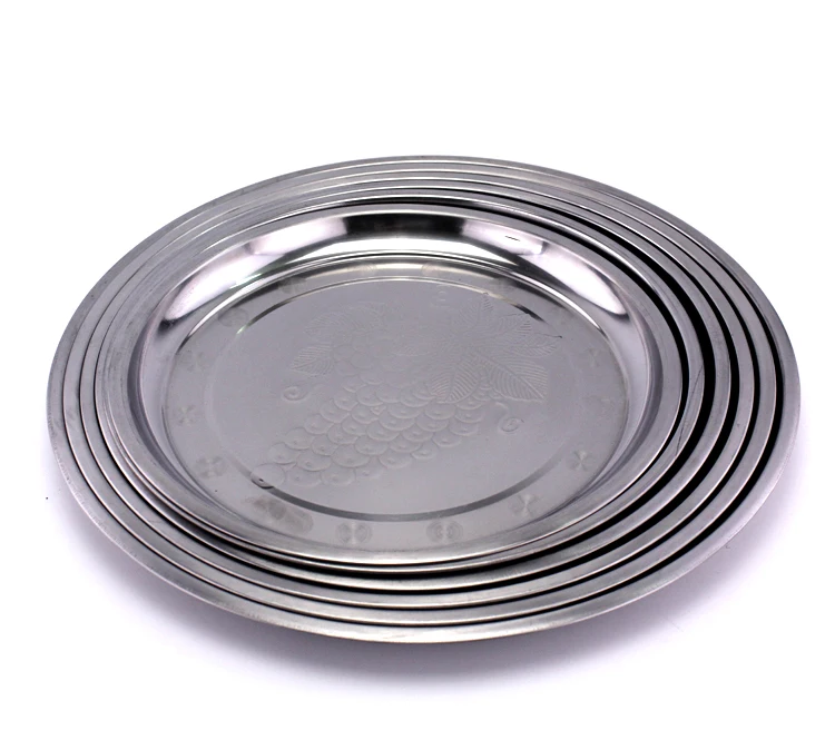 
Indian Stainless Steel 410 Grape Pattern Dinner Round Plate/Dish Set 