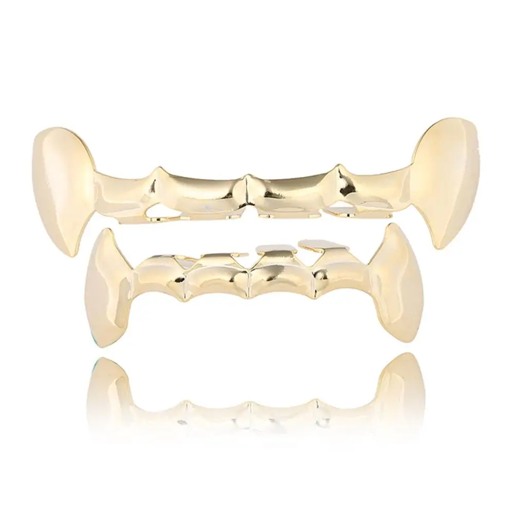 Hot Sale Fashion Halloween Gift Dracula Vampire Fangs Gold Plated Smooth Dental Fang Real Hiphop Teeth Grillz