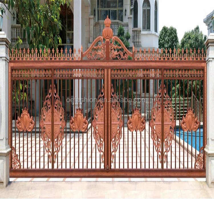 OEFASHION Antique and luxury Italy Hand-forged round top wrought aluminium door