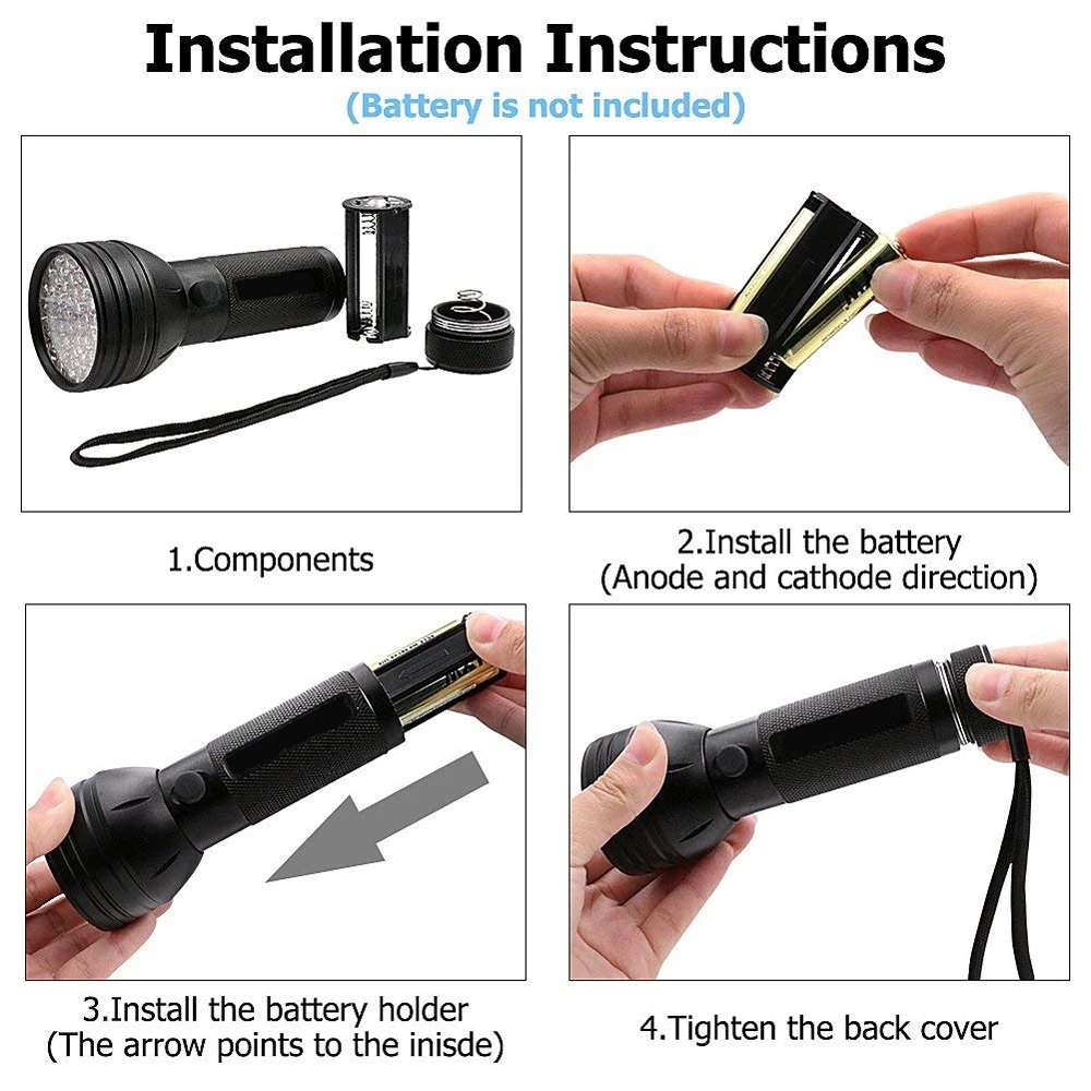 UV 51 LED Ultraviolet Blacklight Pet Urine Detector UV Flash Light