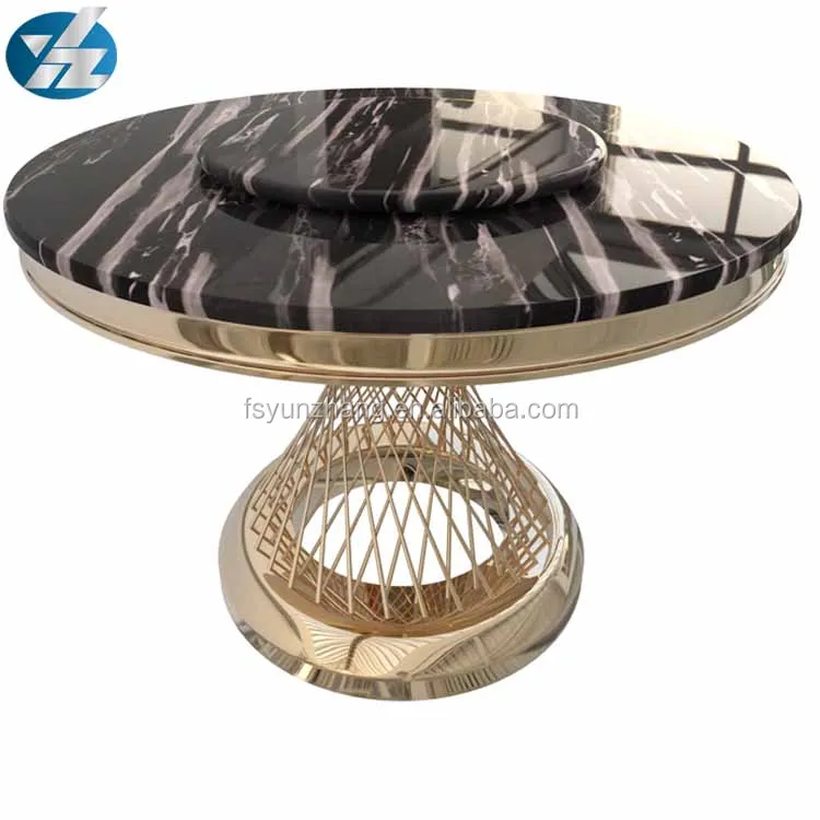  Роскошный круглый обеденный стол с золотым мраморным верхом для свадебных торжеств